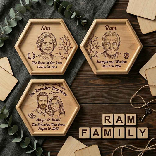 The Heritage Hexagon Trio | 3-Piece Custom Wooden Family Tree