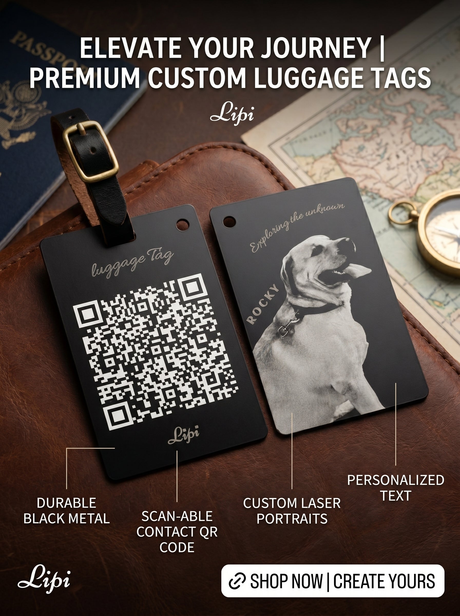 Travelers set (luggage tag pack of 4) - Lipi