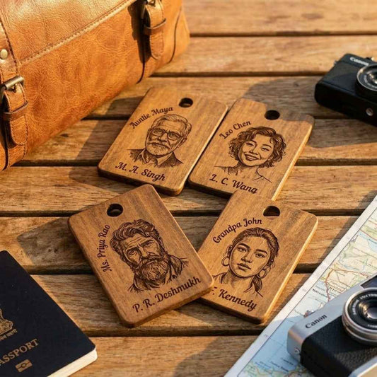 The Family Transit Set | 4-Piece Personalized Wooden Bag Tags
