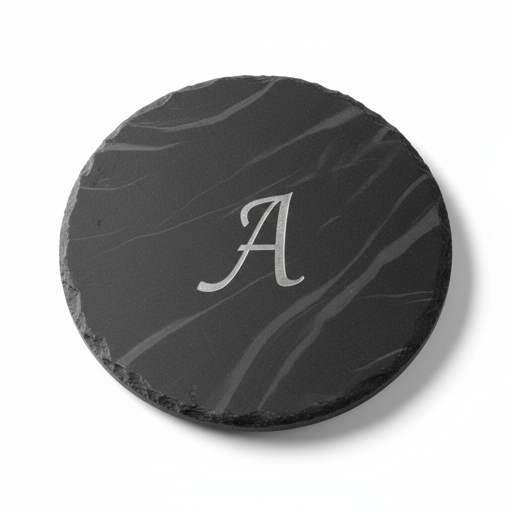 Personalized Black Stone Coasters Set of 4 - Customizable Drinkware - Lipi