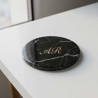 Personalized Black Stone Coasters Set of 4 - Customizable Drinkware - Lipi