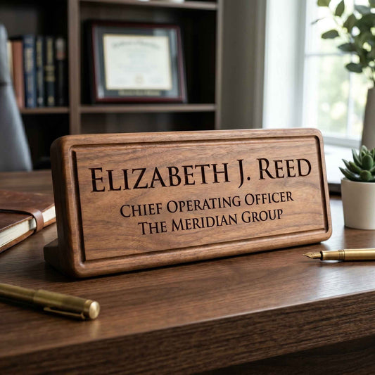 The Monolith Executive Name Block | Custom Desk Name Block in Solid 1-Inch Design